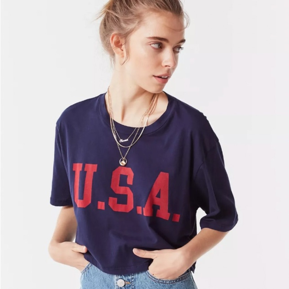 Urban Outfitters Truly Madly Deeply USA Cropped Tee